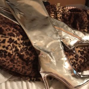 Silver Metallic thigh high boots